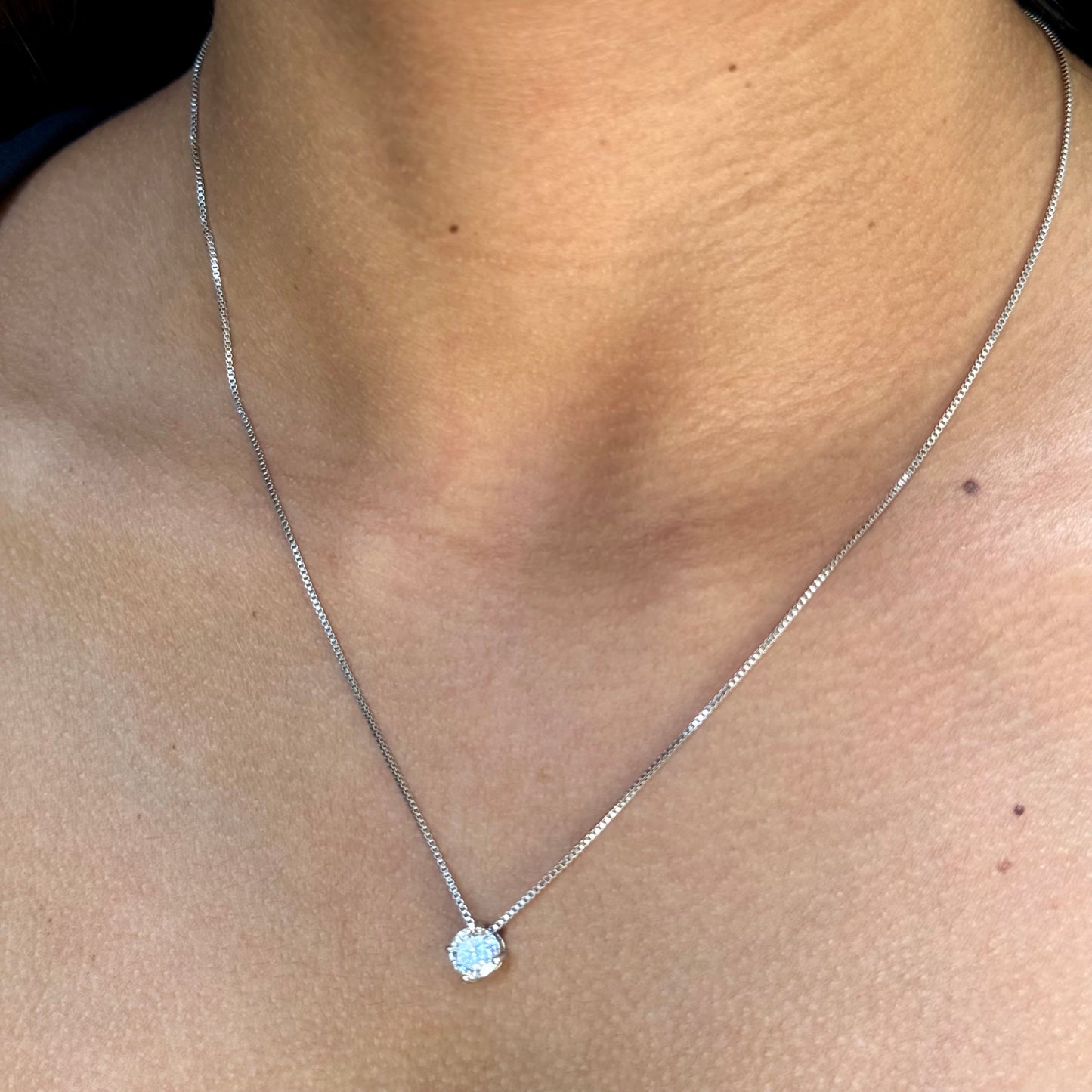 Solitaire Necklace in 18K White Gold Plated
