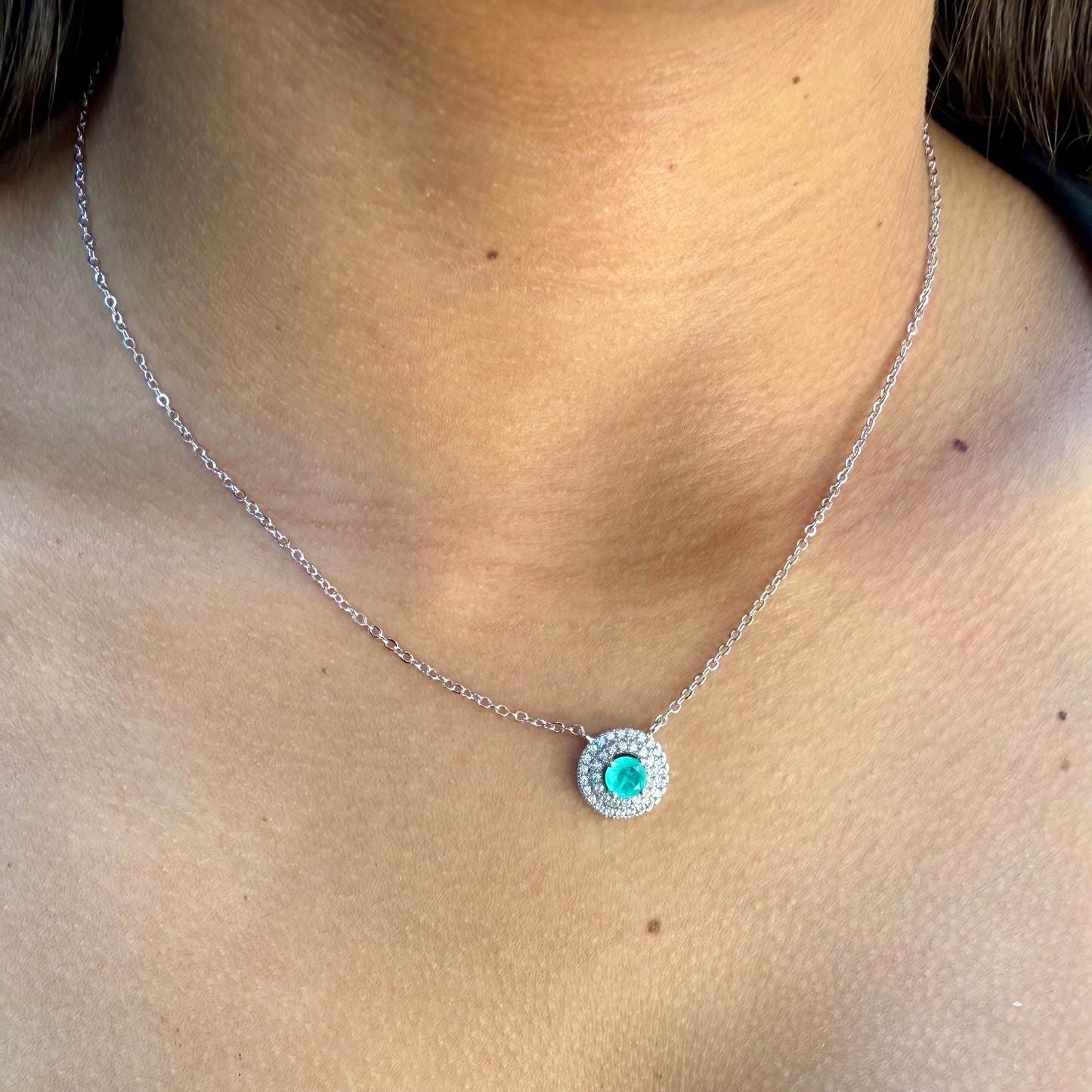 Target Necklace in 18K White Gold Plated