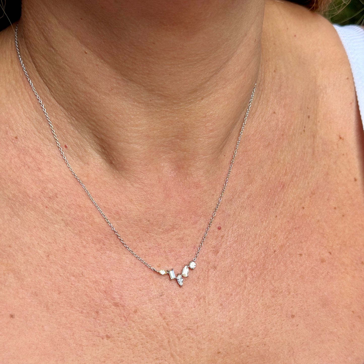 Navete Necklace in 18K White Gold Plated