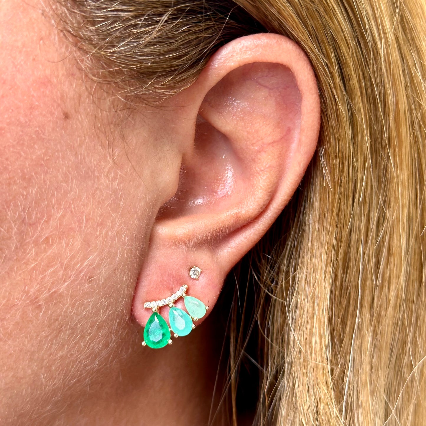 Fusion Emerald Earrings in 18K Gold Plated