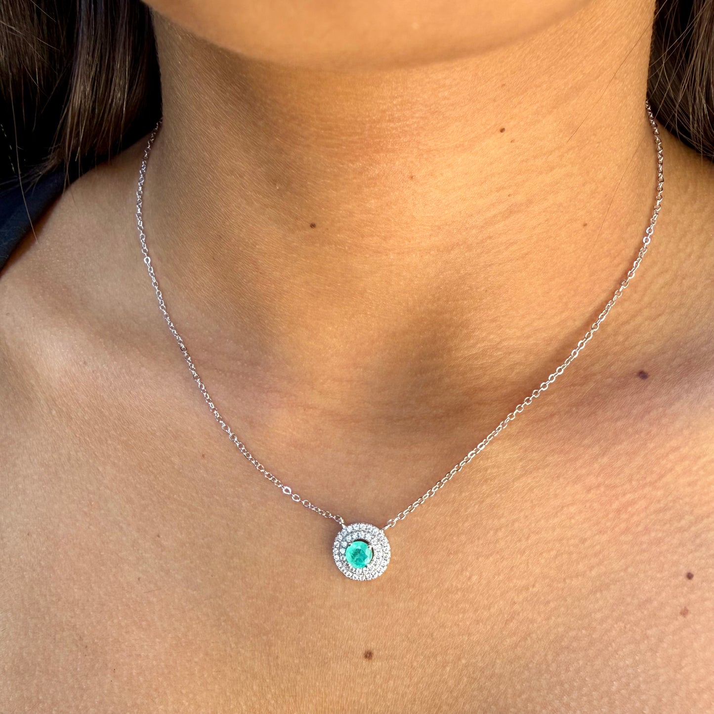 Target Necklace in 18K White Gold Plated