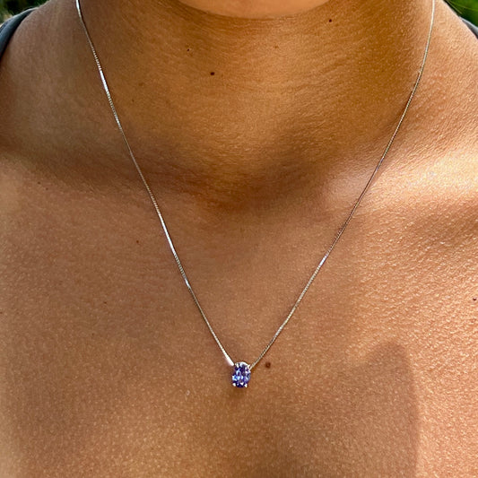 Tanzanite Oval Necklace in Sterling Silver 925