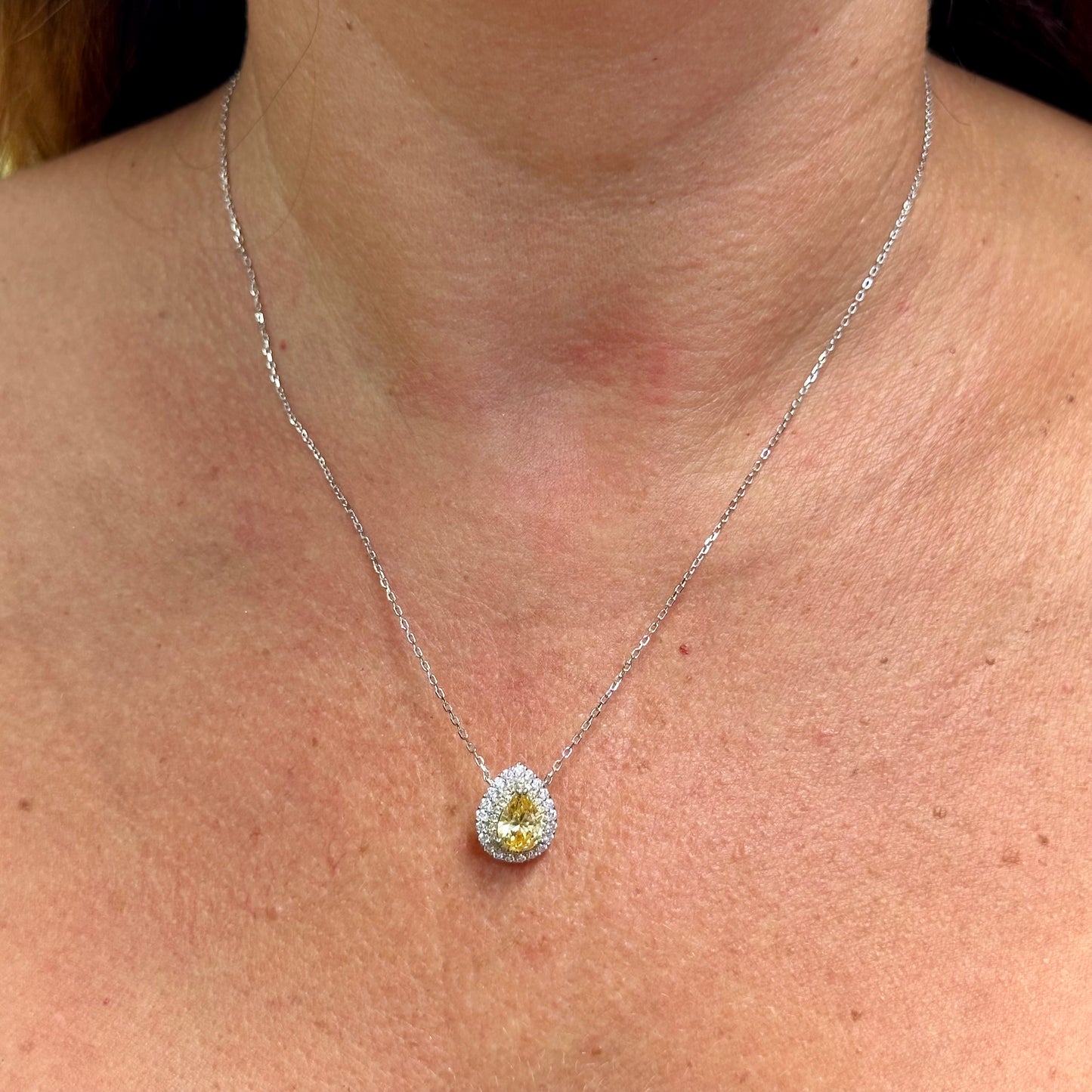 Yellow Drop Necklace in Sterling Silver 925