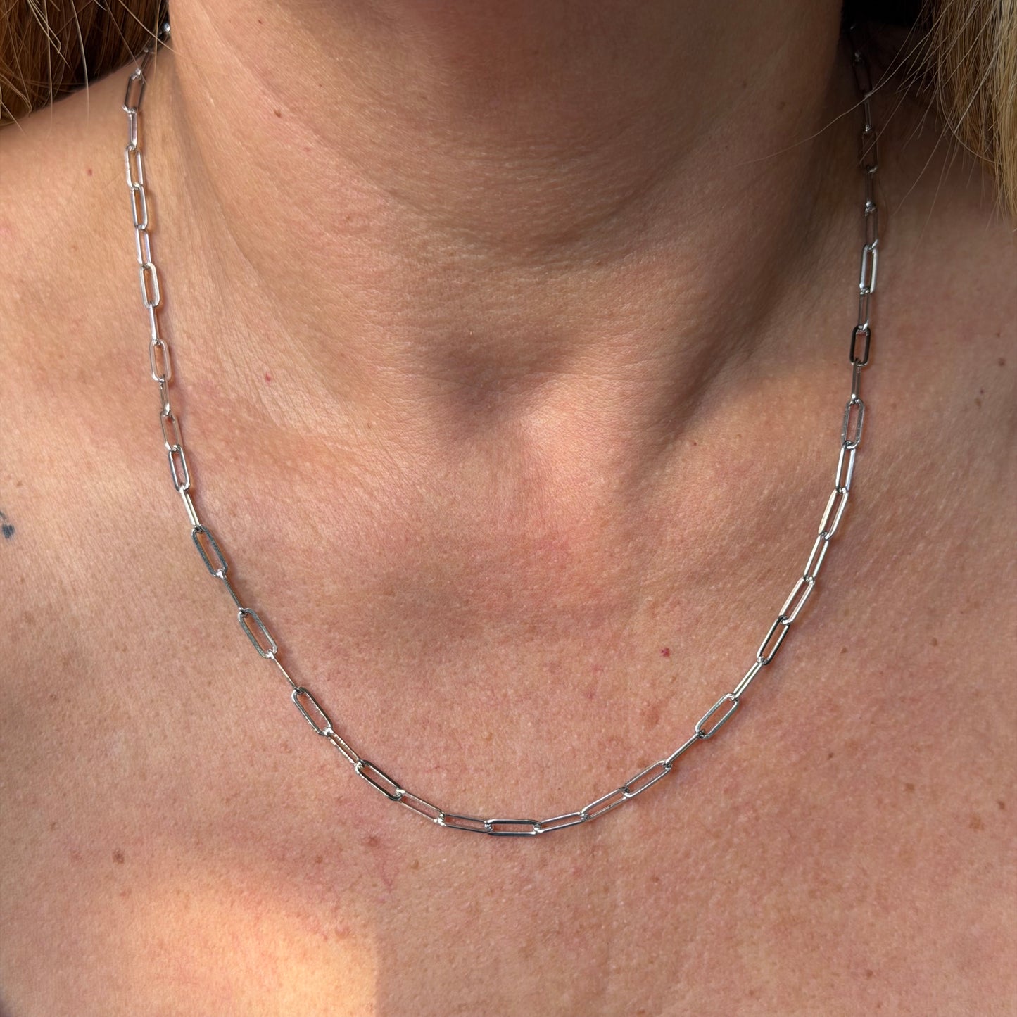 Paper Clip Necklace in Sterling Silver 925