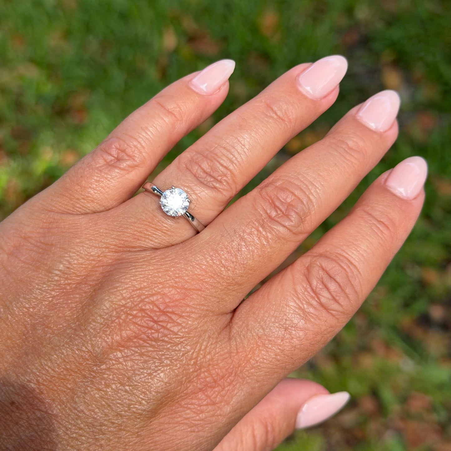 Moissanite Round Ring in Sterling Silver 925