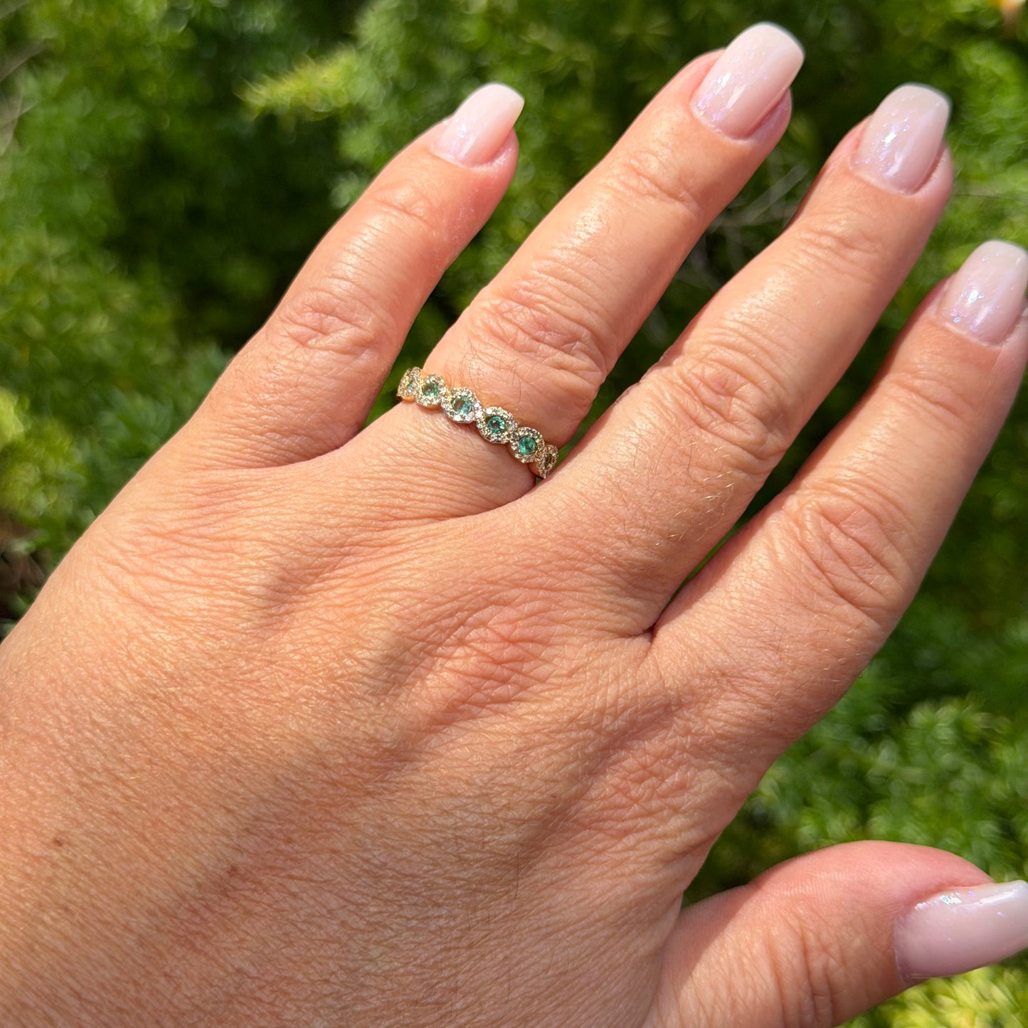 Infinity Ring in 18K White Gold w/ Emerald