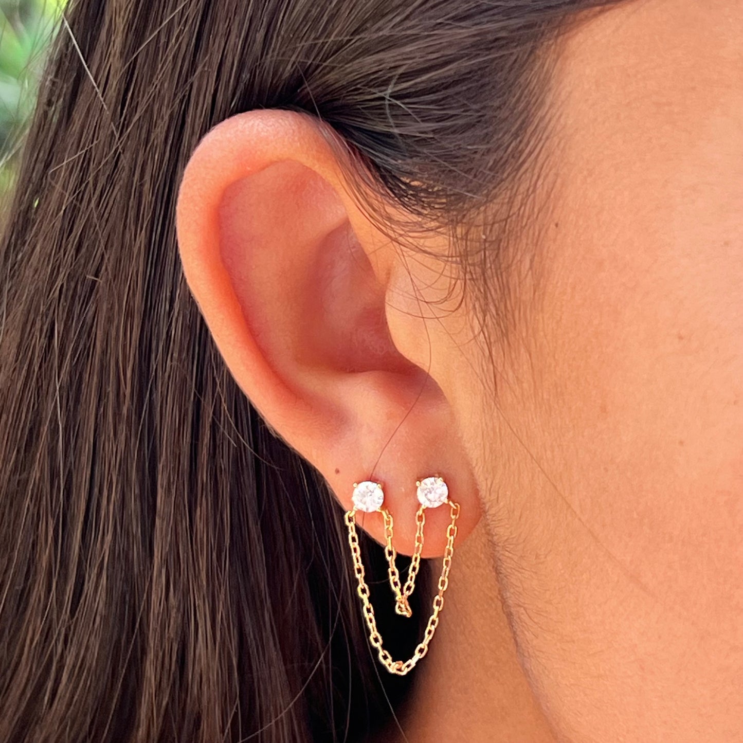 Moissanite Chain Link Earrings in Sterling Silver 925