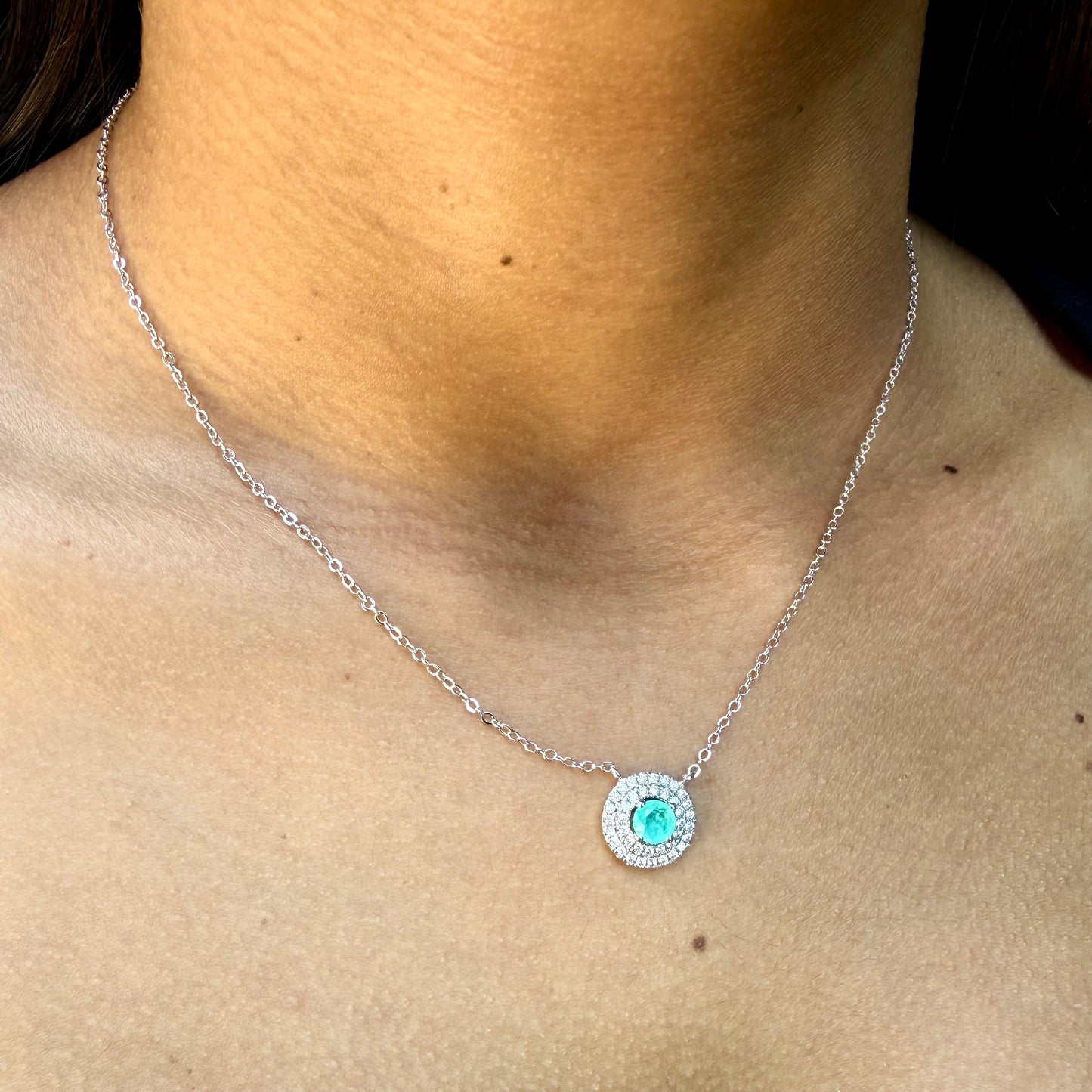 Target Necklace in 18K White Gold Plated