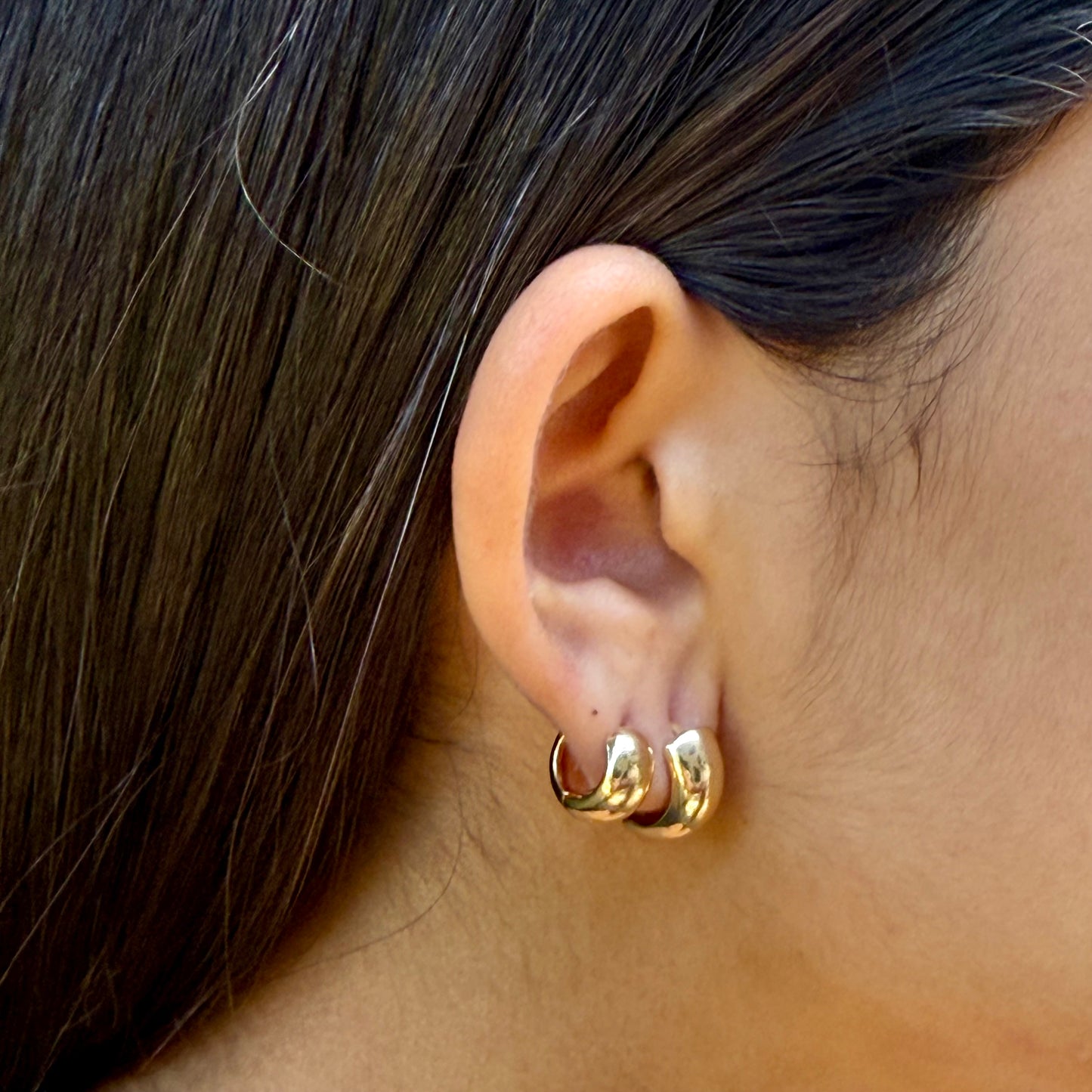 Flat Hoop Earrings in 18K Gold Plated
