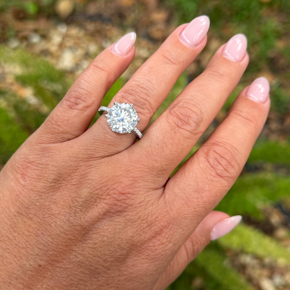 Moissanite Round Ring in Sterling Silver 925