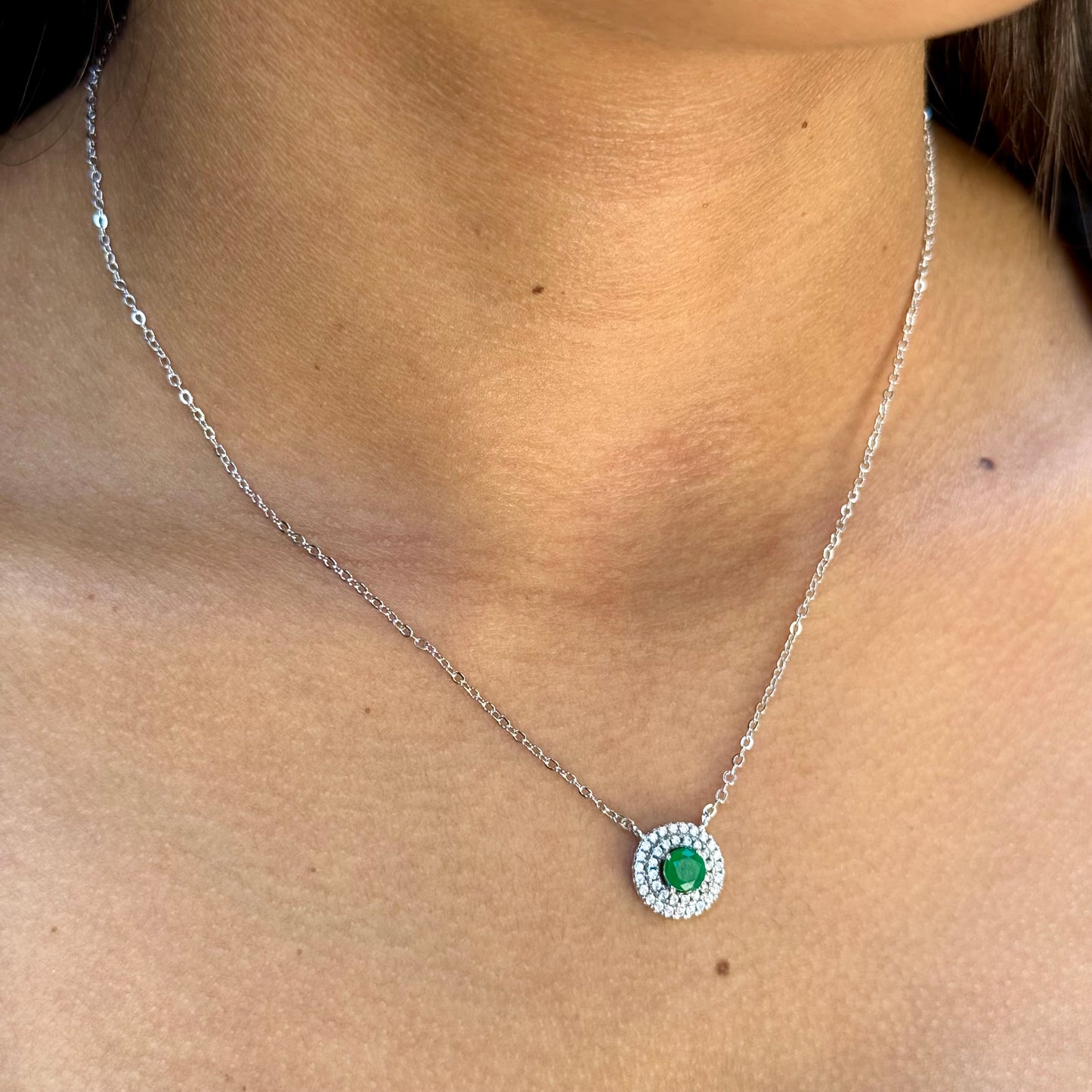 Target Necklace in 18K White Gold Plated