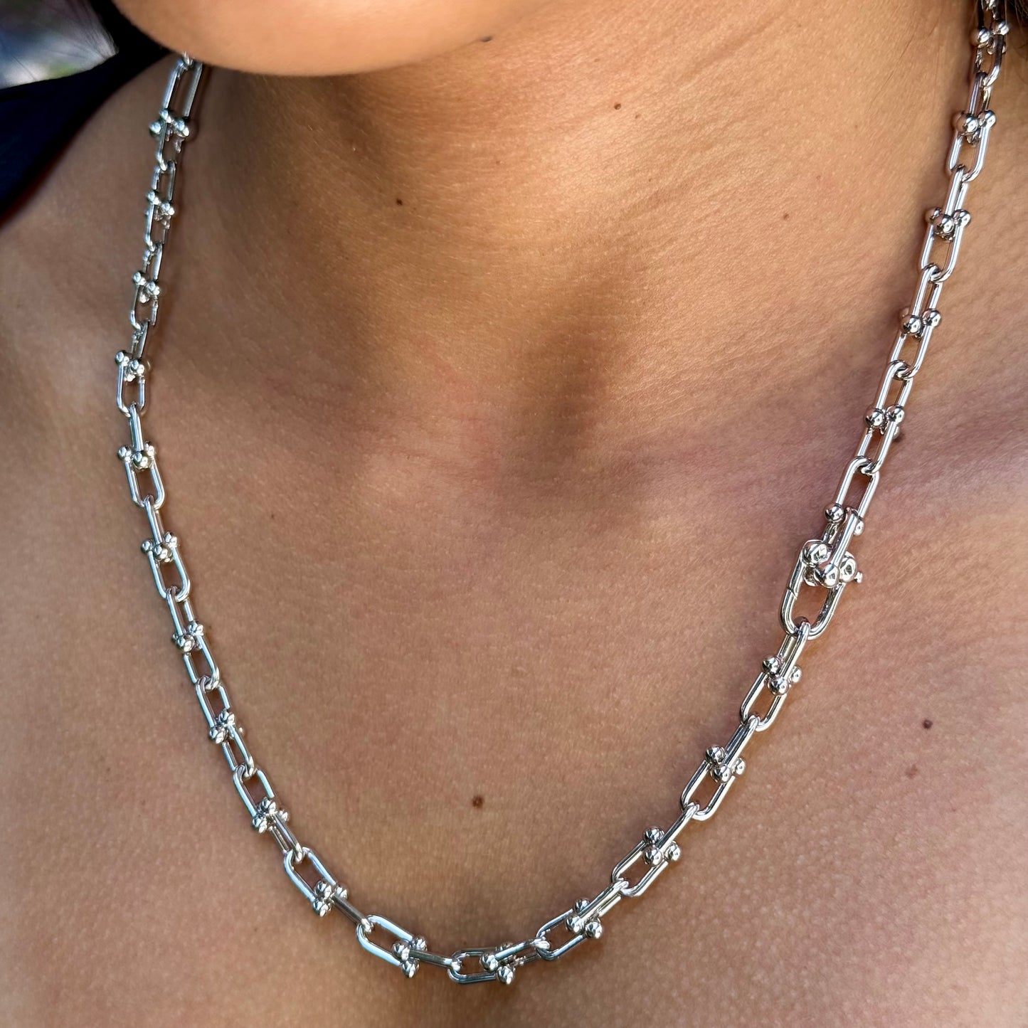 Chain Link Necklace in 18K White Gold Plated