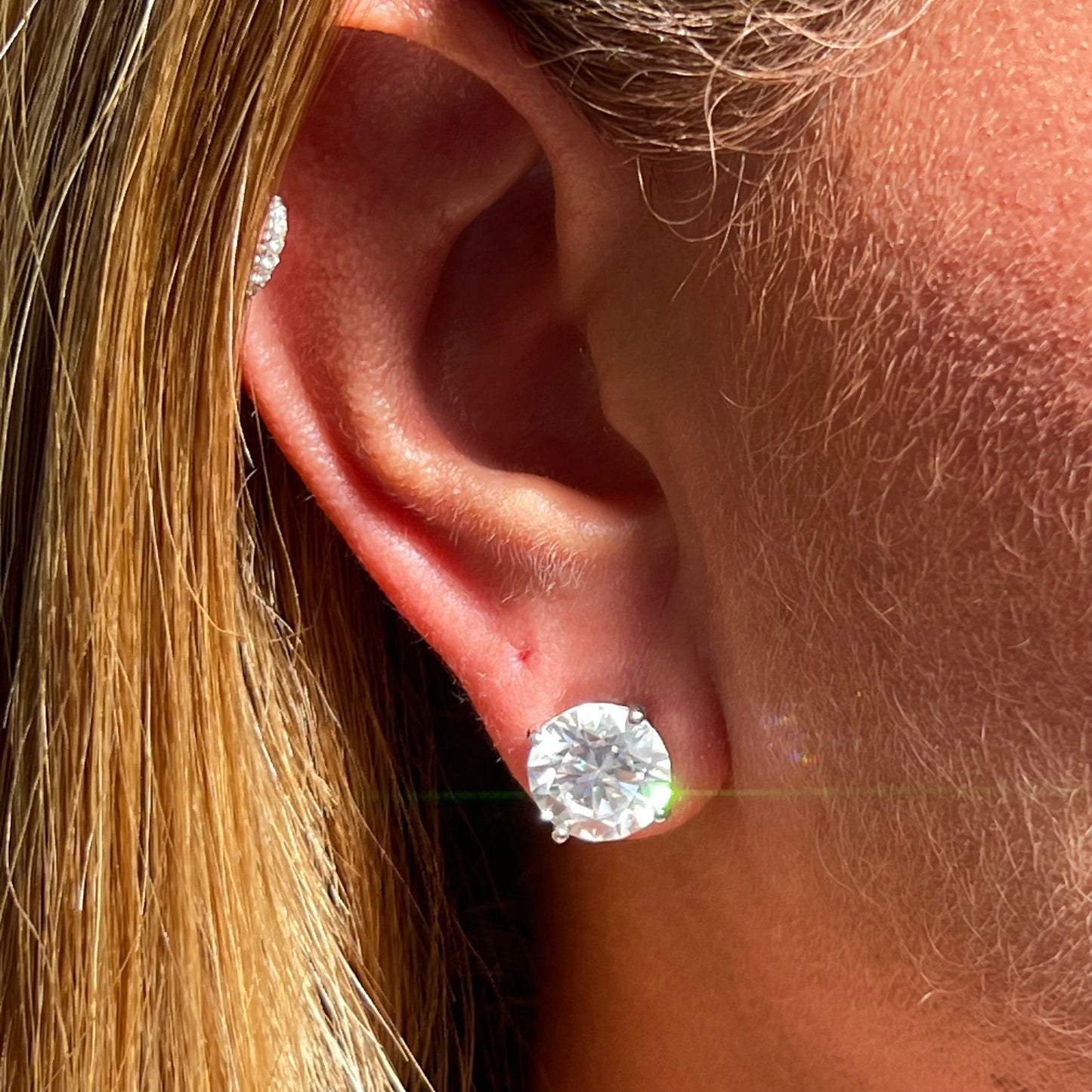 Moissanite Light Spot (L) Earrings in Sterling Silver 925