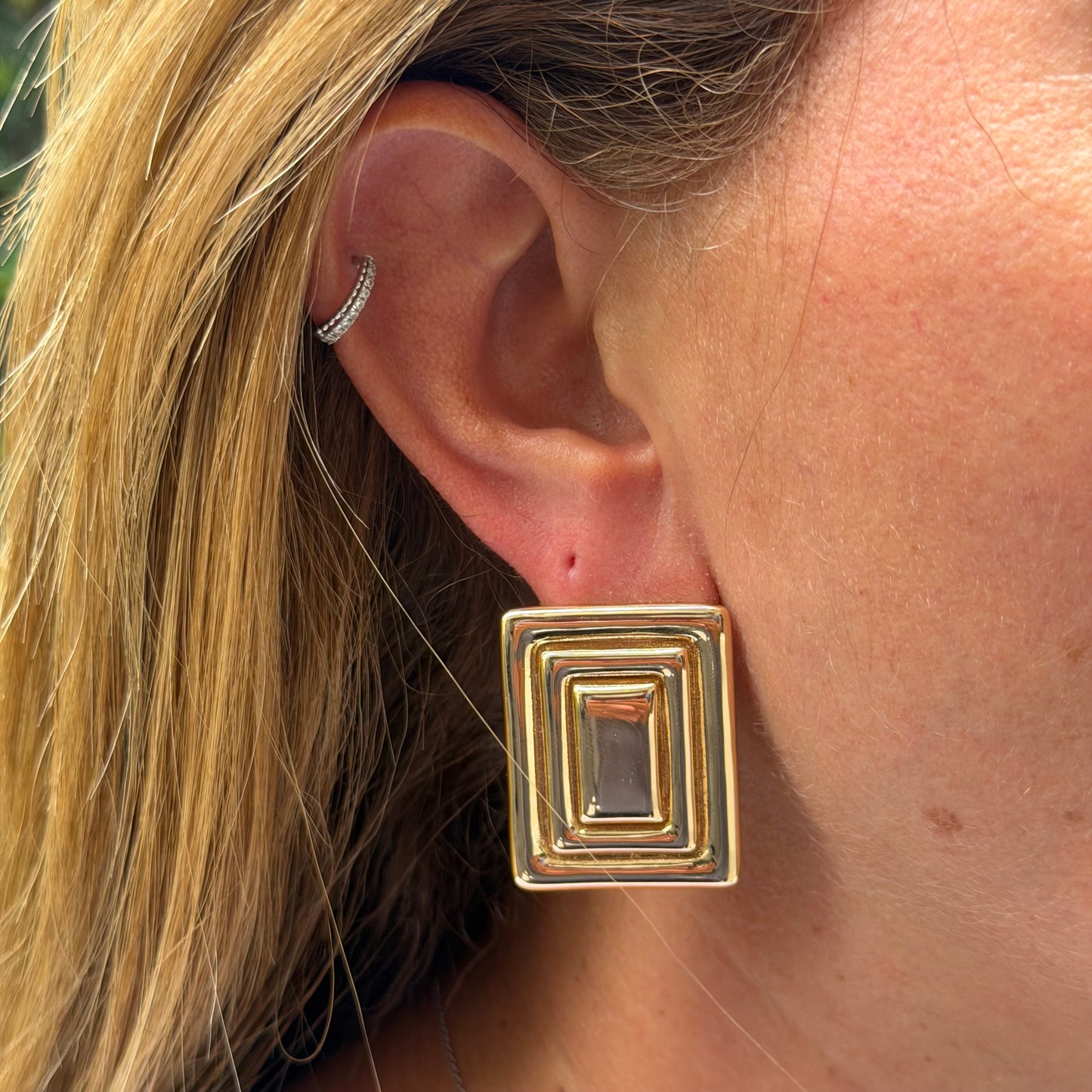Square Earrings in 18K Gold Plated