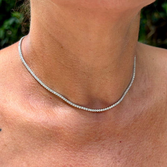 Adjustable Tennis Necklace in Sterling Silver 925
