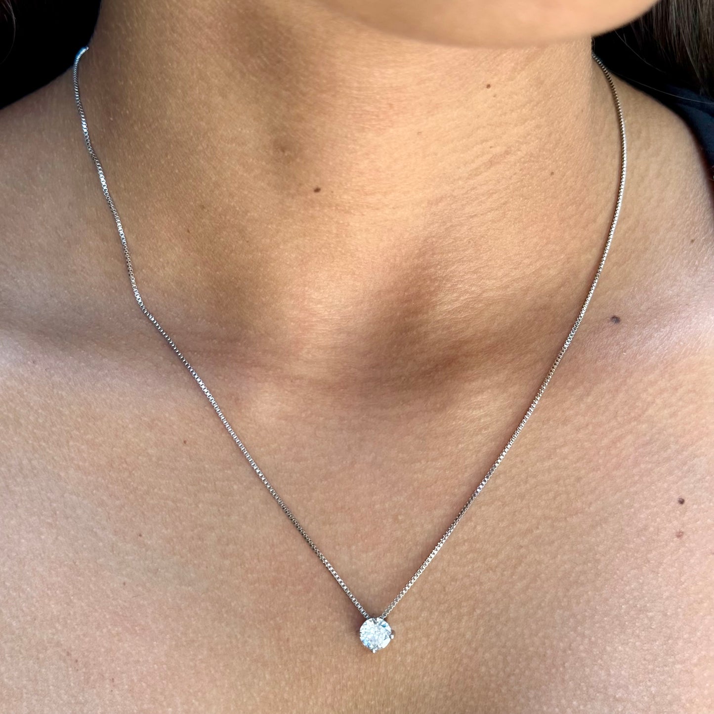 Solitaire Necklace in 18K White Gold Plated