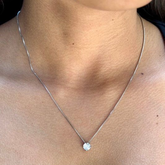 Solitaire Necklace in 18K White Gold Plated