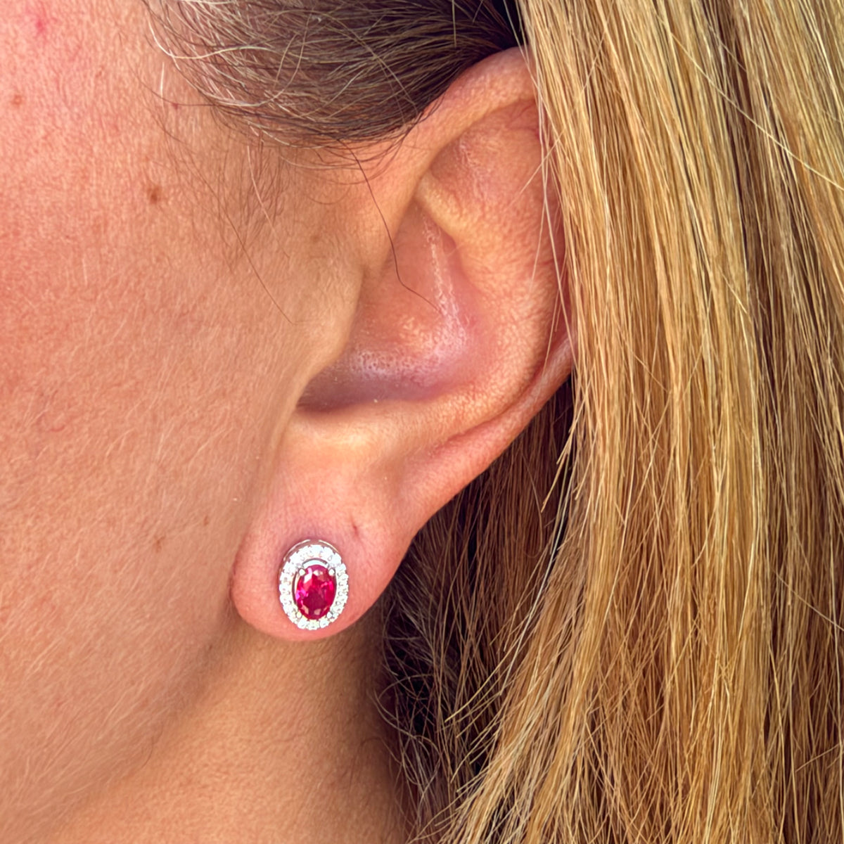 Ruby Earrings in Sterling Silver 925