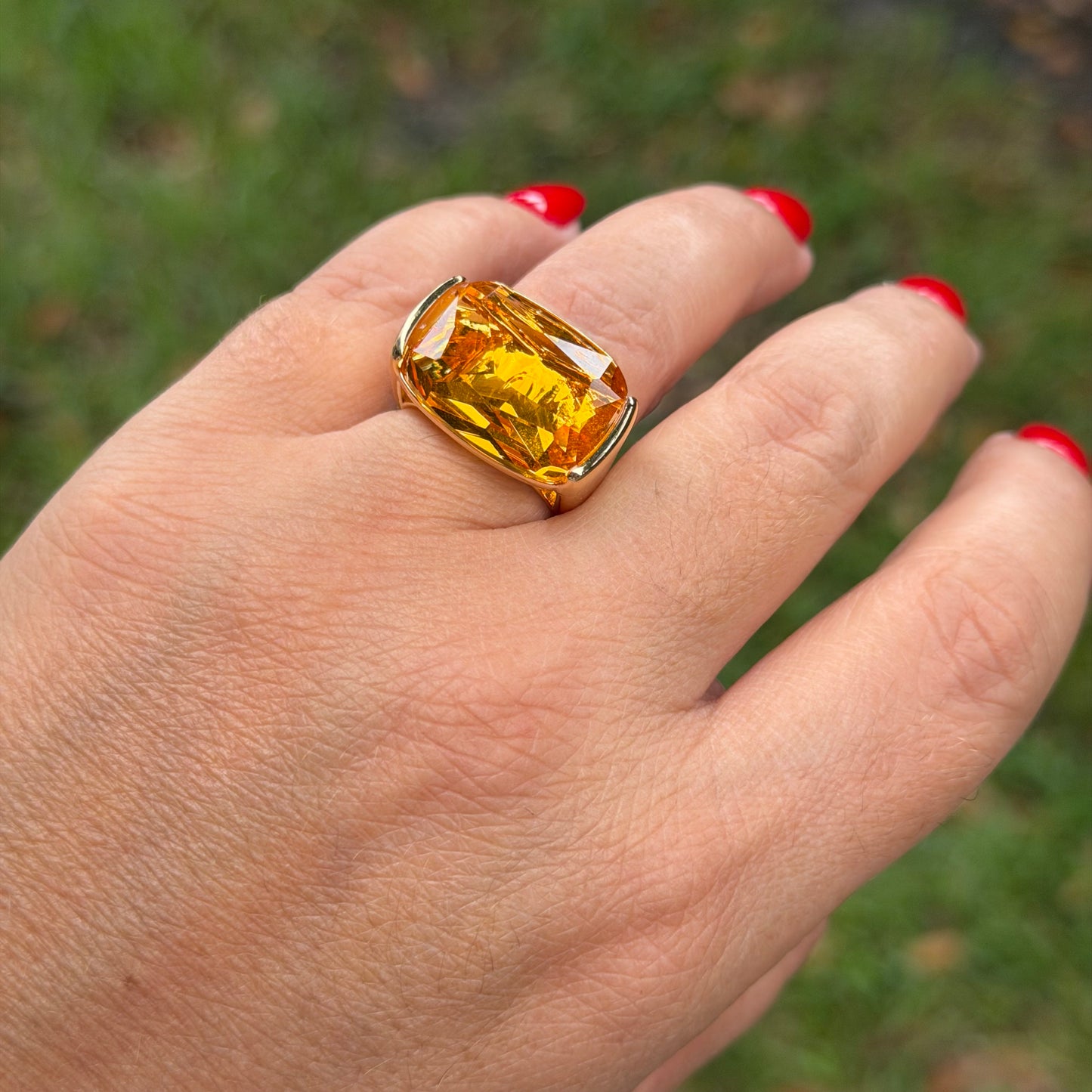Rectangular Ring in 18K Gold Plated
