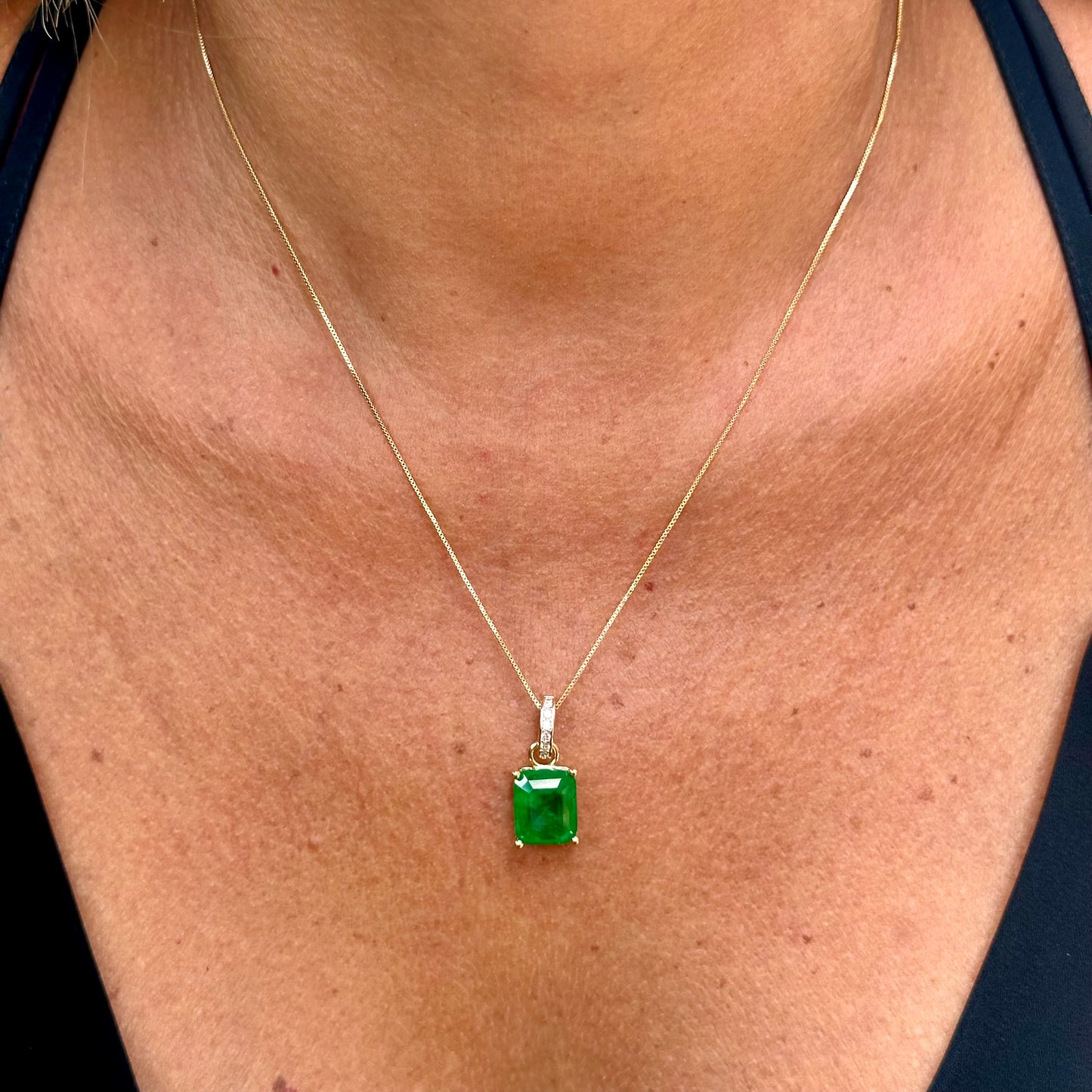 Adjustable Fusion Emerald Necklace in 18K Gold Plated