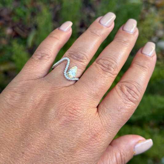 Citrine Heart Ring in 18K White Gold Plated