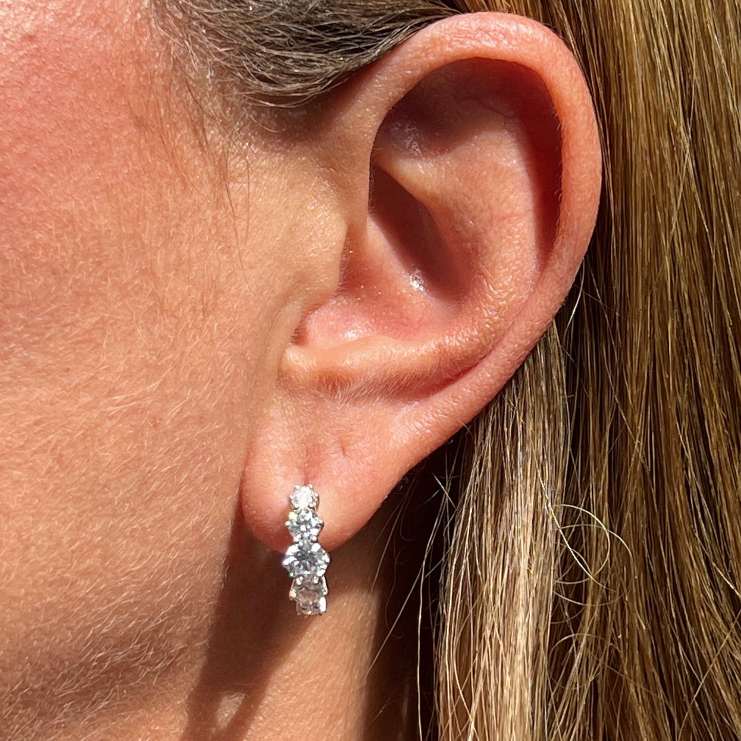 Moissanite Hoop Earrings in Sterling Silver 925