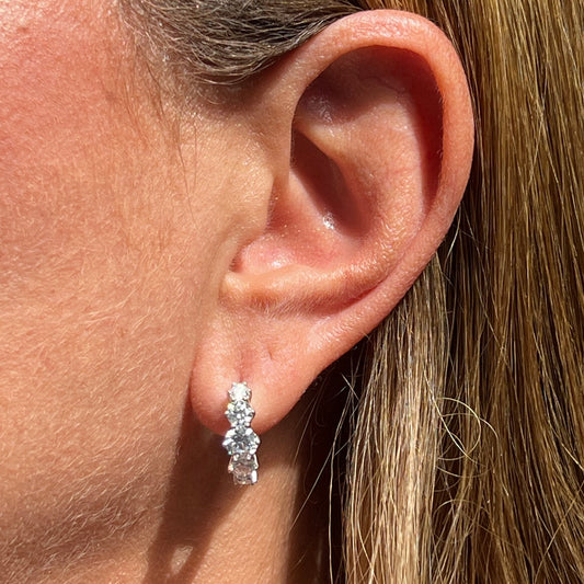 Moissanite Hoop Earrings in Sterling Silver 925