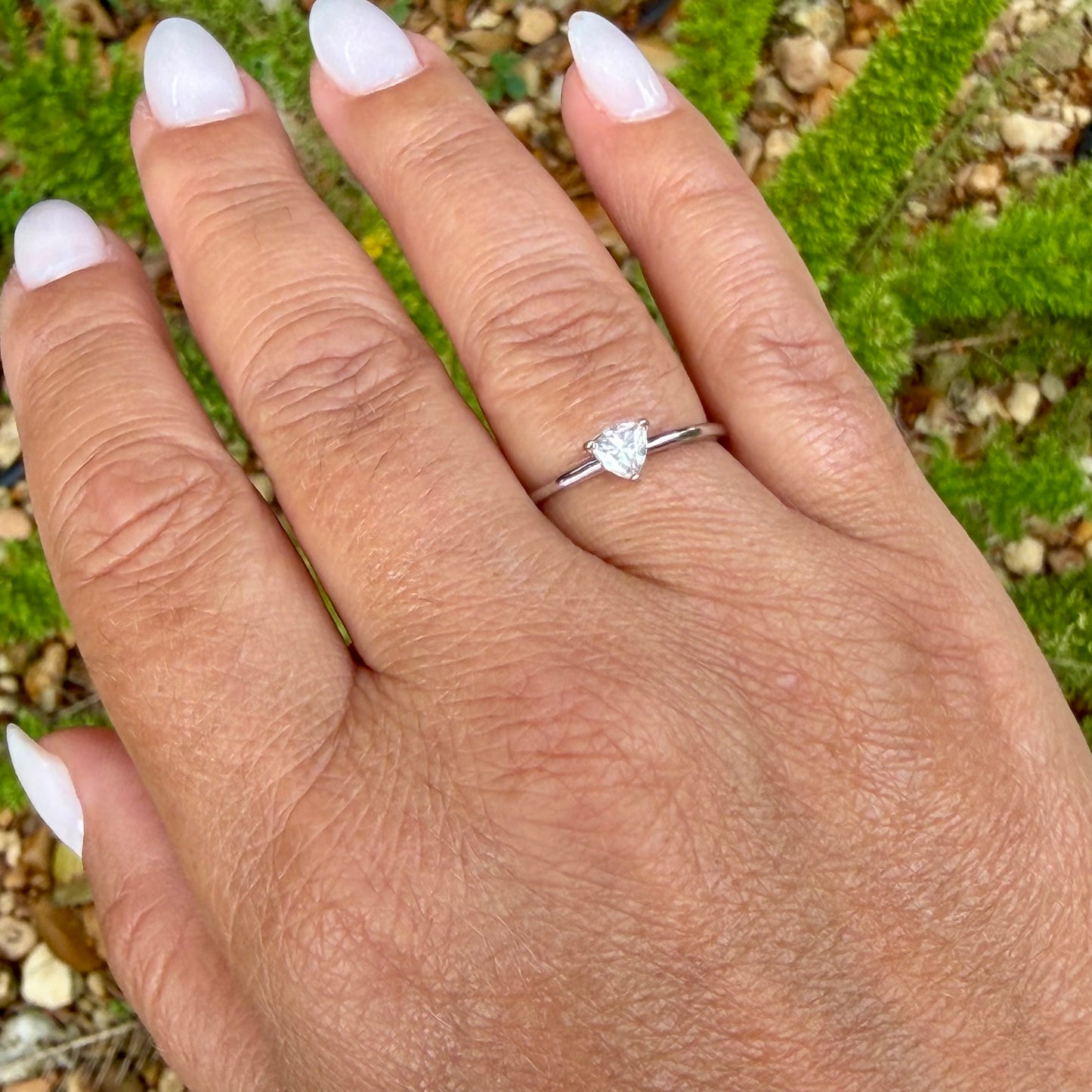 Solitaire Moissanite Ring in Sterling Silver 925