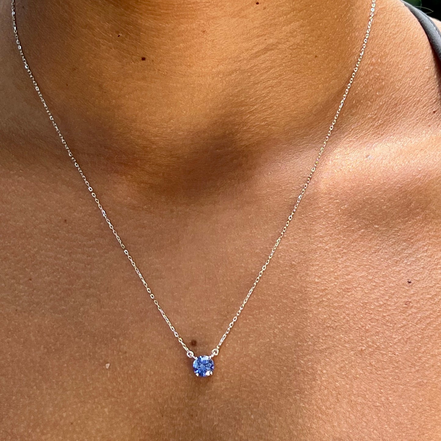 Tanzanite Round Necklace in Sterling Silver 925