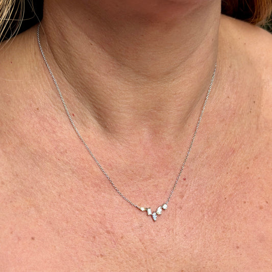 Navete Necklace in 18K White Gold Plated