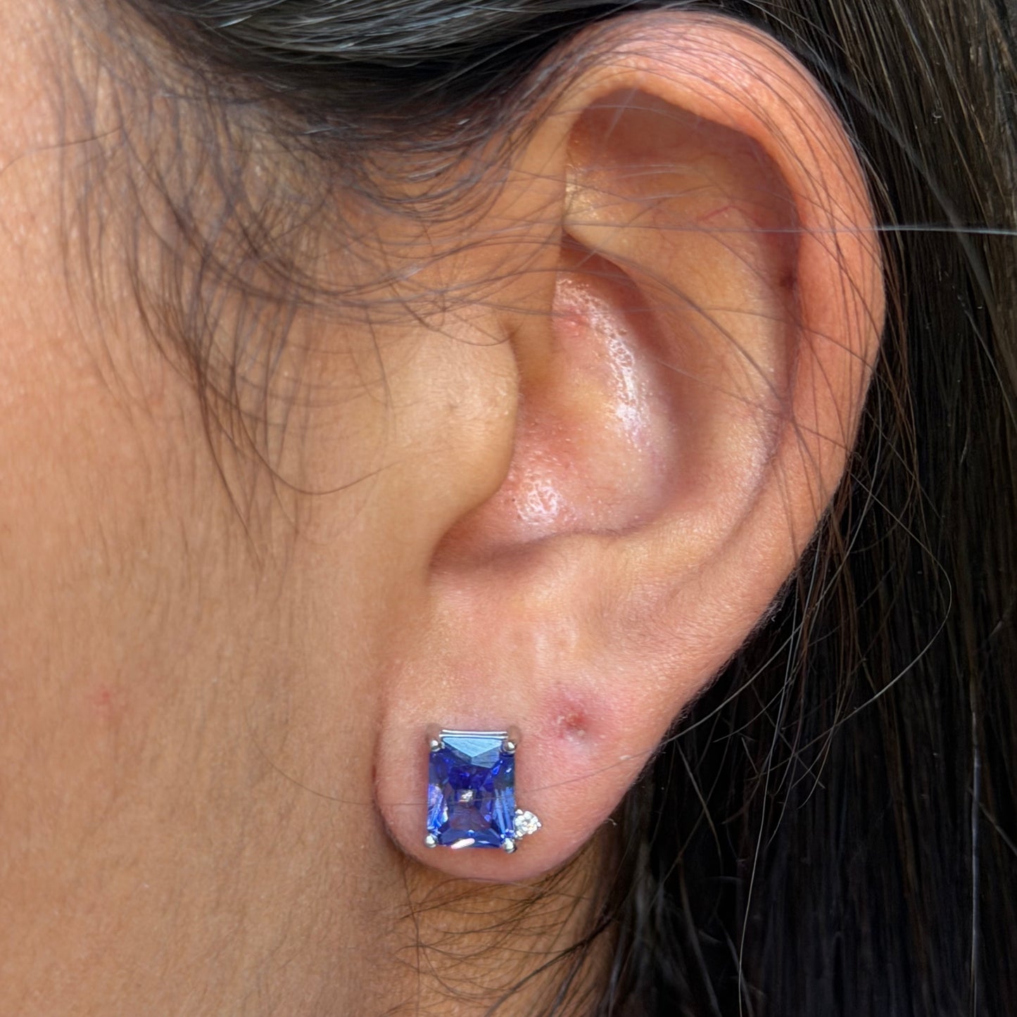 London Blue Earrings in 18K White Gold Plated