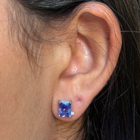 London Blue Earrings in 18K White Gold Plated