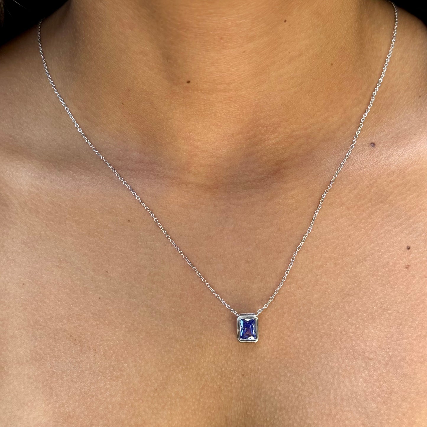 Double Stones Necklace in Sterling Silver 925