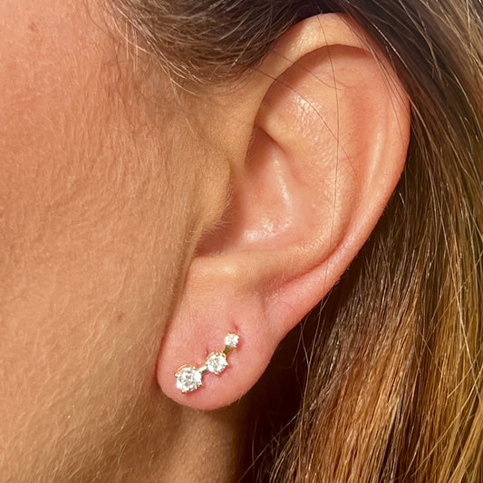Three Stones Earrings in Sterling Silver 925