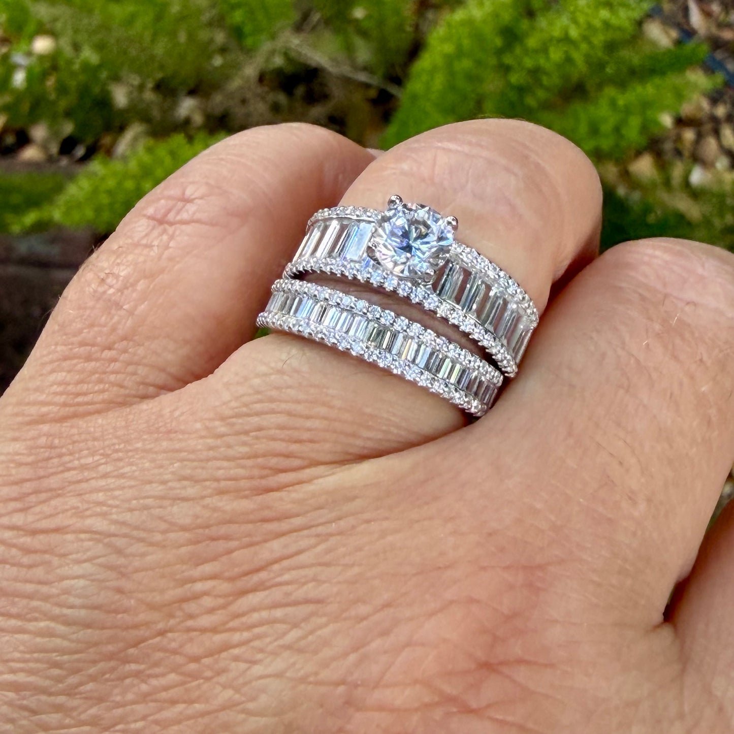 Double Baguette Ring in Sterling Silver 925