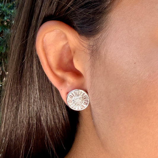 Pizza Earrings in 18K White Gold Plated