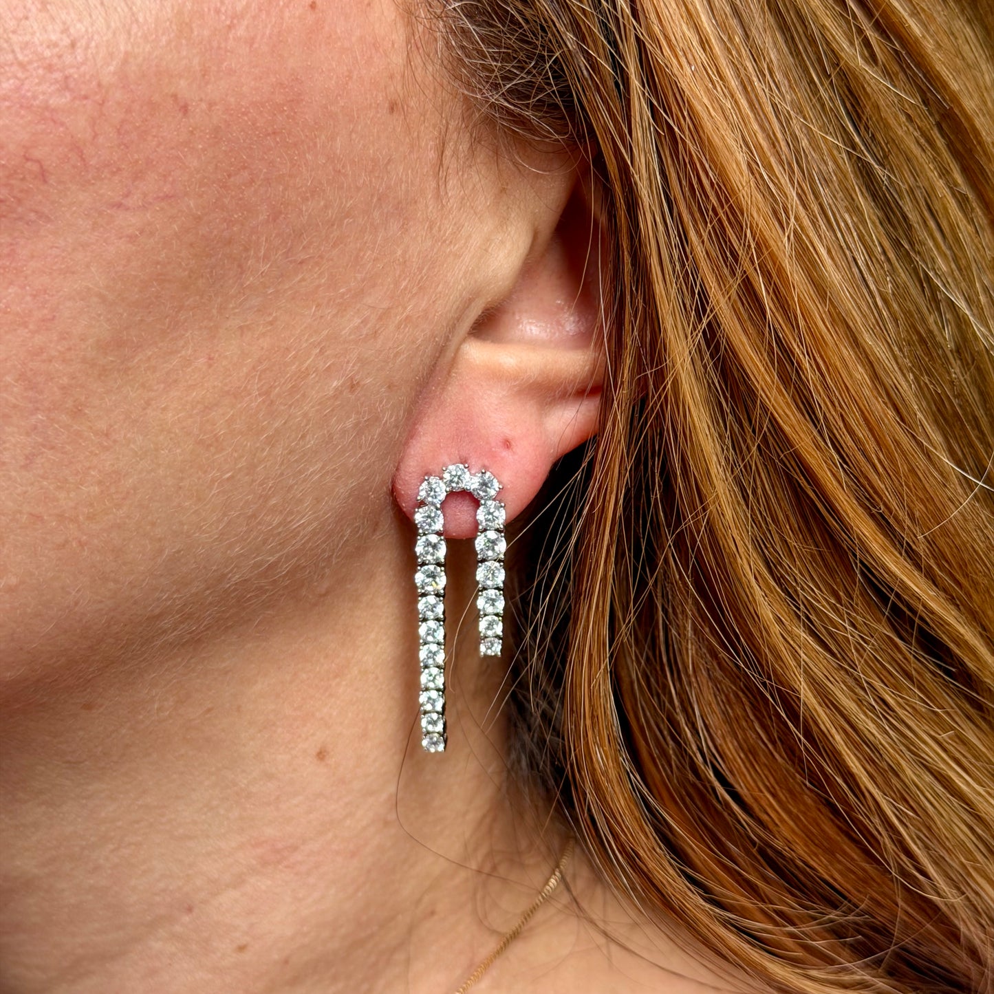 Tennis Earrings in Sterling Silver 925
