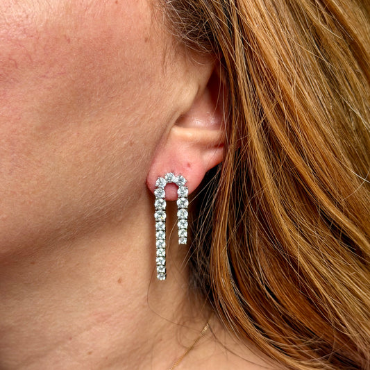 Tennis Earrings in Sterling Silver 925