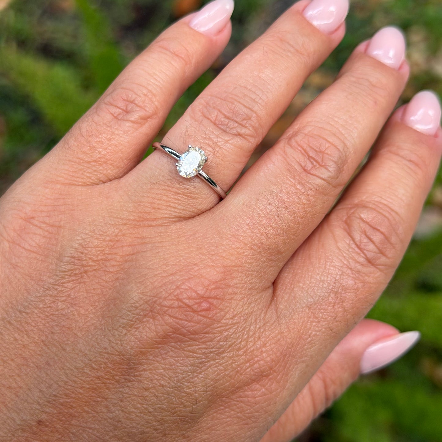 Moissanite Solitaire Ring in Sterling Silver 925