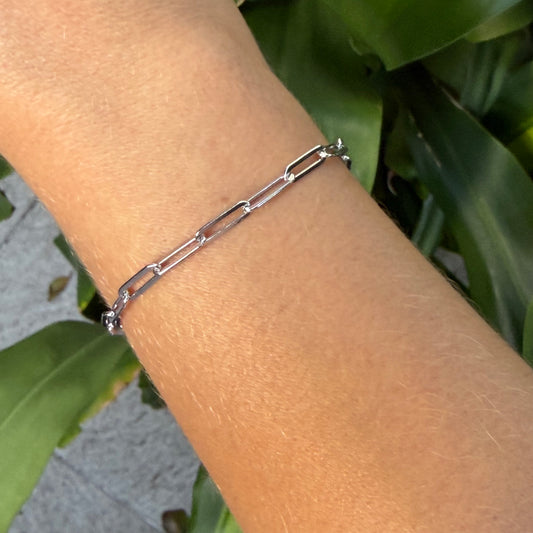Paper Clip Bracelet in Sterling Silver 925