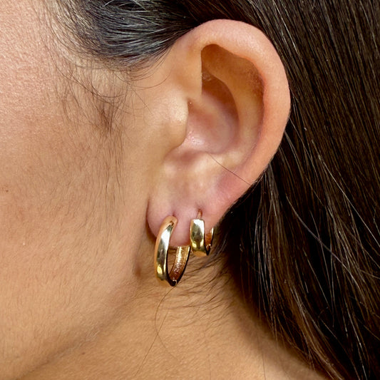 Flat Hoop Earrings in 18K Gold Plated