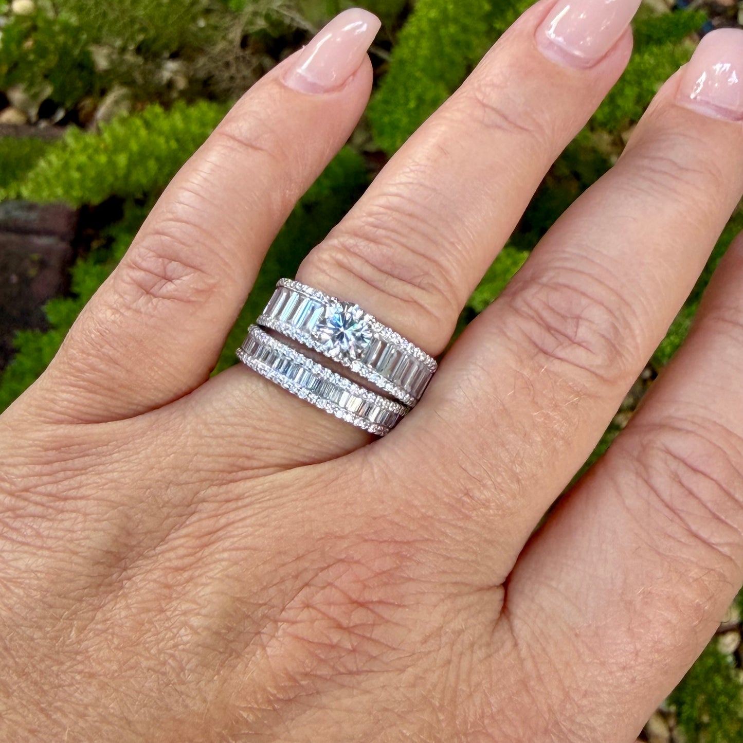 Double Baguette Ring in Sterling Silver 925