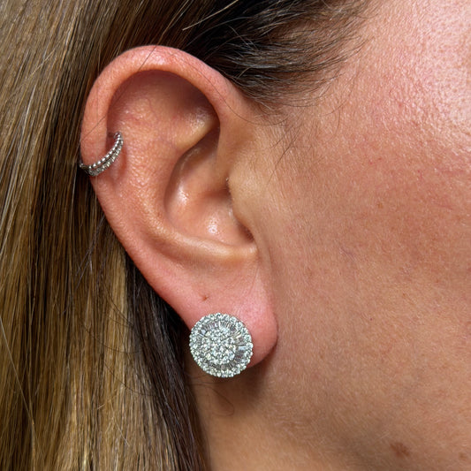 Pizza Earrings in 18K White Gold