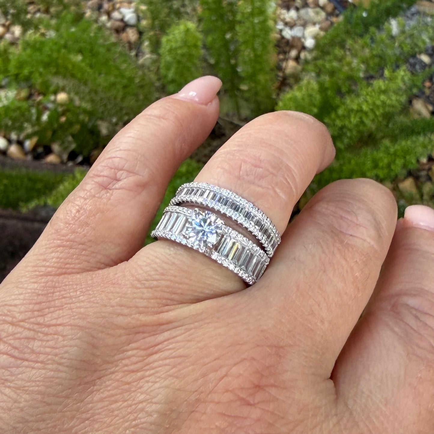Double Baguette Ring in Sterling Silver 925