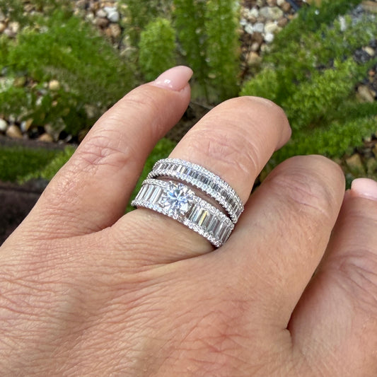 Double Baguette Ring in Sterling Silver 925