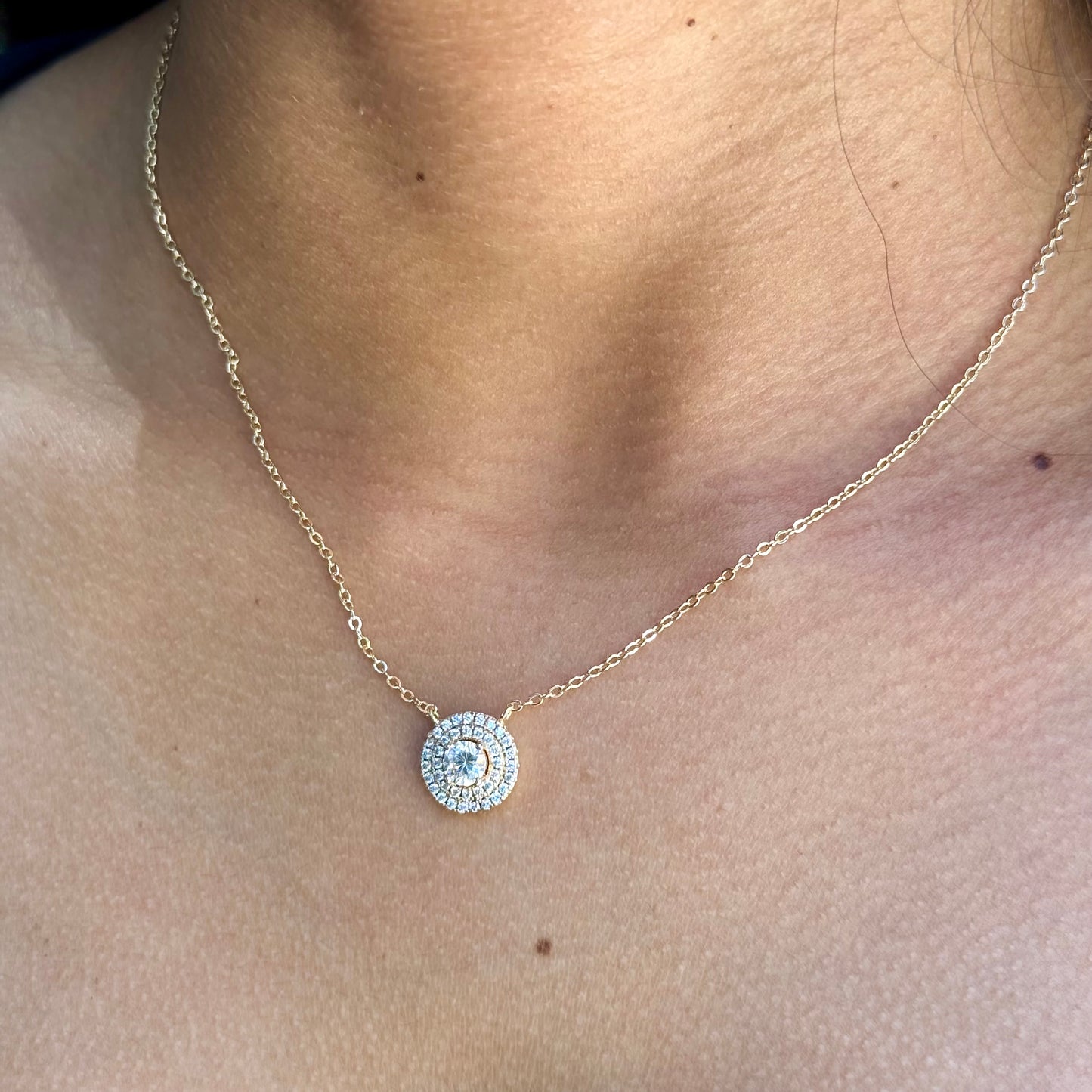 Target Necklace in 18K White Gold Plated
