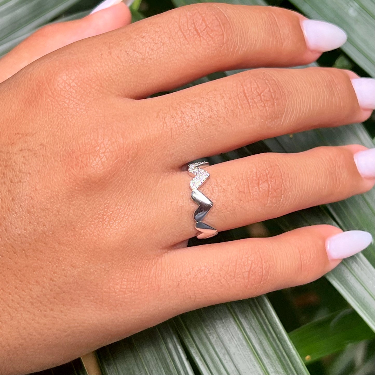 Adjustable Heart Ring in Sterling Silver 925
