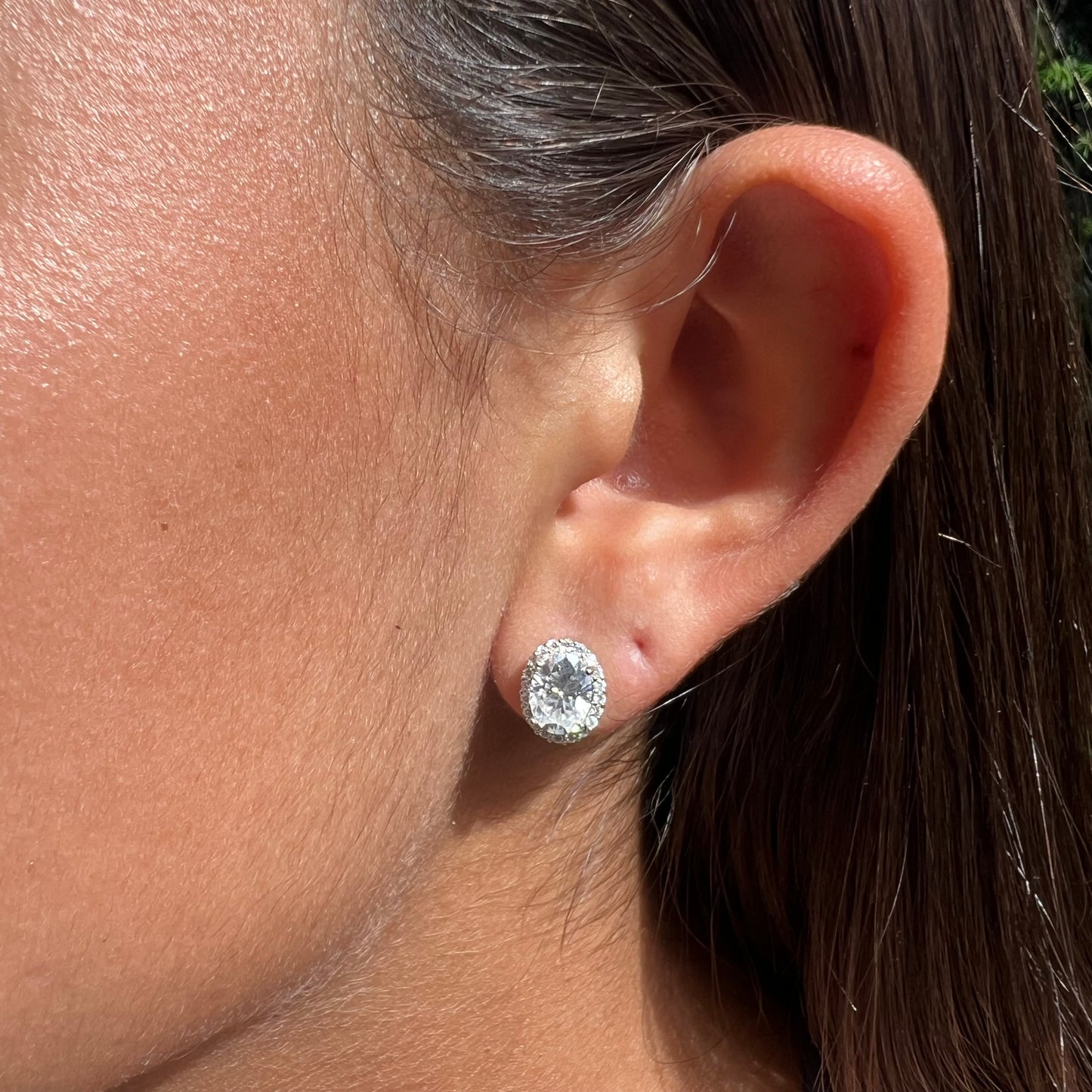 Moissanite Oval Earrings in Sterling Silver 925