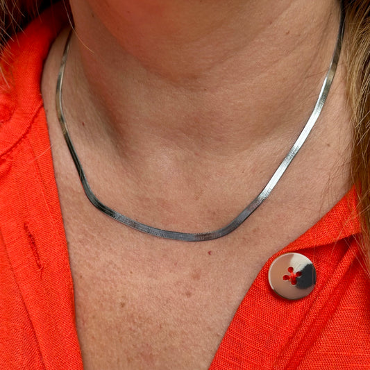 Ribbon Necklace in Sterling Silver 925
