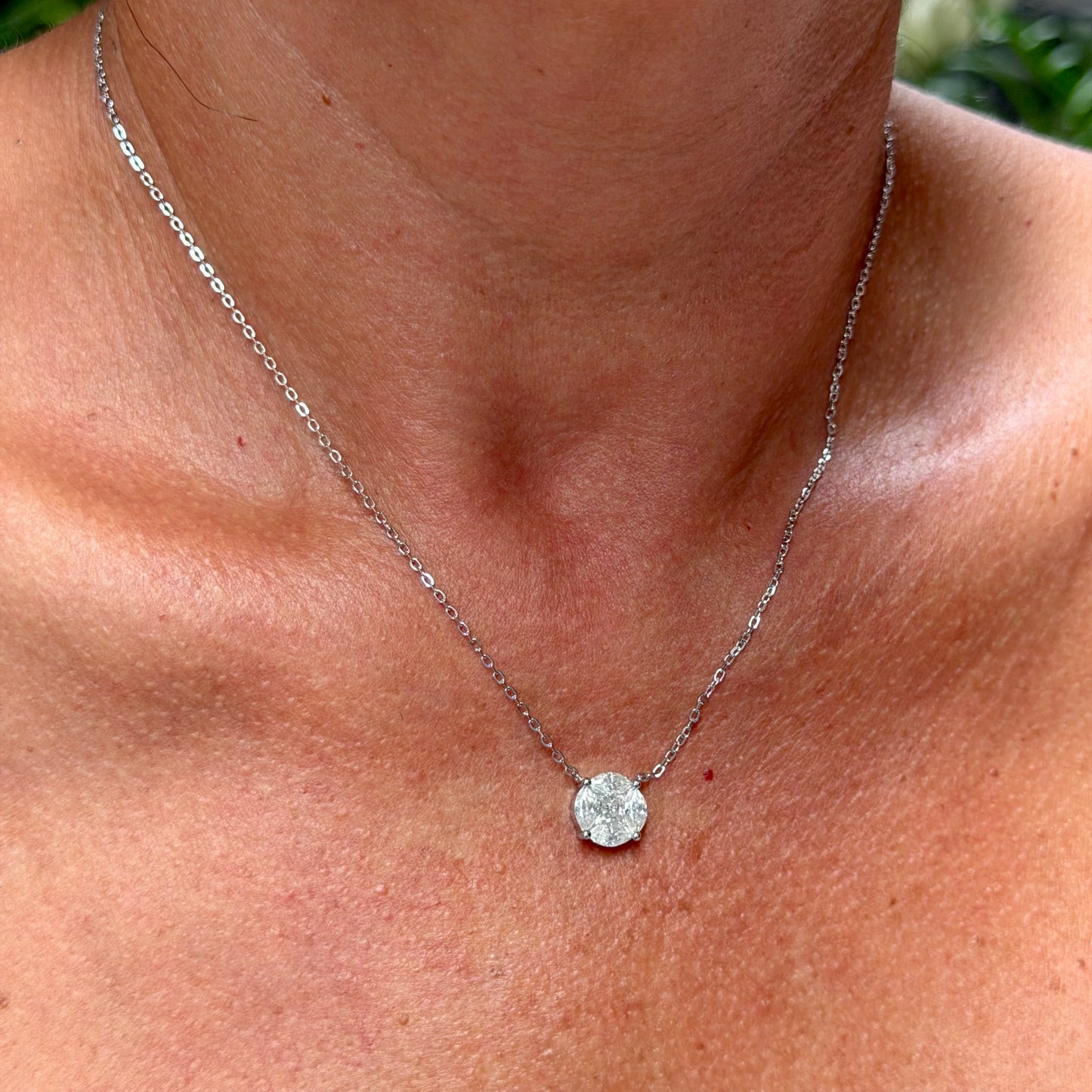 Navete Moissanite Necklace in Sterling Silver 925